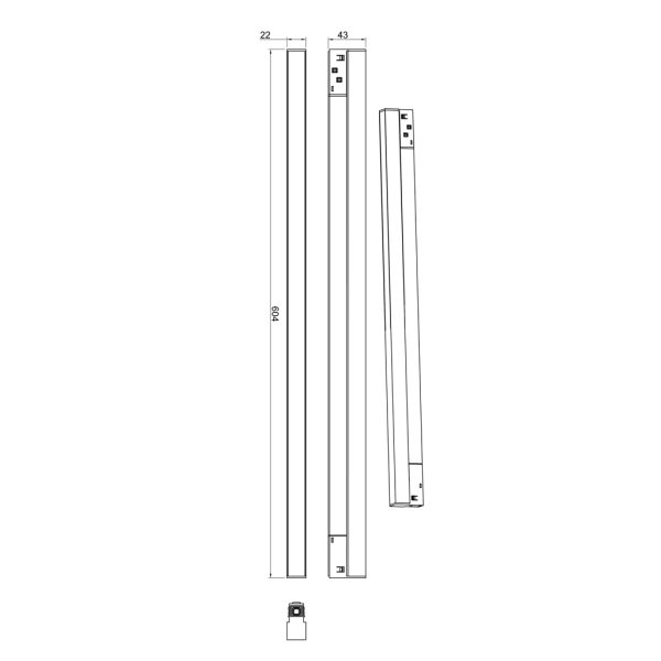 Γραμμικό φωτιστικό Flexa1 Μαύρο 20W 3000K Dali2 120° CRI>90  l60d2.2h2.5cm OsramChip,48V,3 έτη εγγύη - Image 2