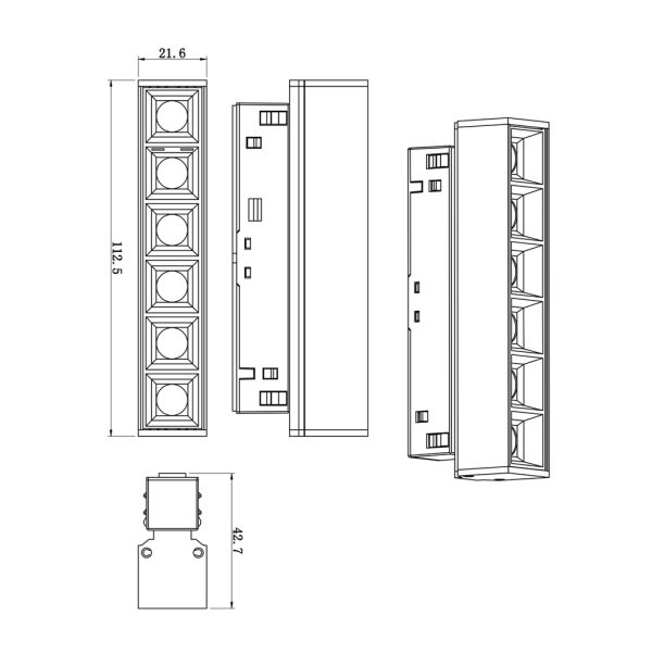Γραμμικό φωτιστικό Flexa2 Μαύρο 6W 3000K 24° CRI>90(2 Groups) l11.2d2.2h4.3cm OsramChip,48V,3 έτη@@ - Image 4