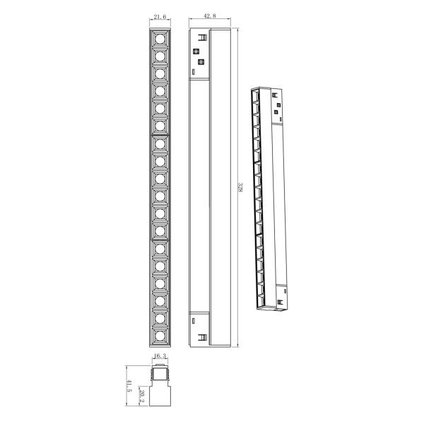 Γραμμικό φωτιστικό Flexa2 Μαύρο 18W 3000K Dali2 24° CRI>90 l32.8d2.2h4.3cm OsramChip,48V,3 έτη - Image 4