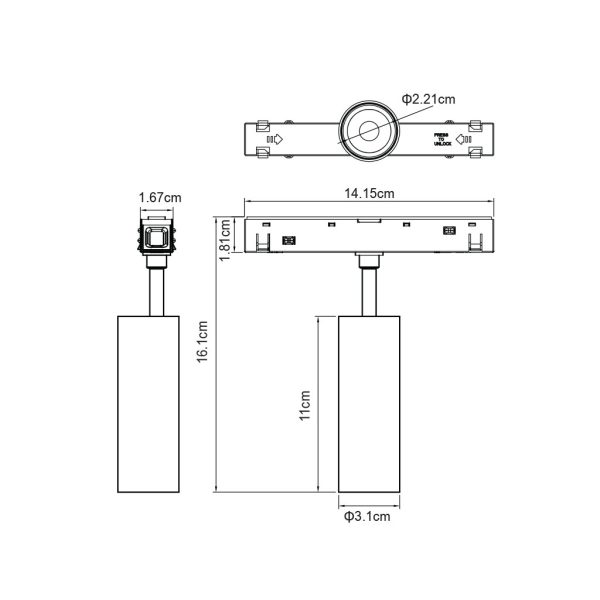 Κινητό Φωτιστικό Flexa 6 Μαύρο 7W 3000K 24° CRI>90(2 Groups) h11*d3.1 cm Bridgelux Chip,48V,3 έτη εγ - Image 2