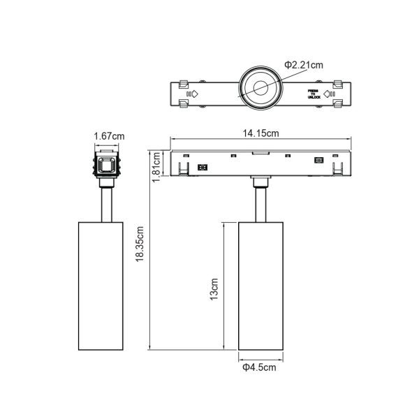 Κινητό Φωτιστικό Flexa 8 Μαύρο 15W 3000K 24° CRI>90(2 Groups) h13*d4.5 cm Bridgelux Chip,48V,3 έτη@@ - Image 2