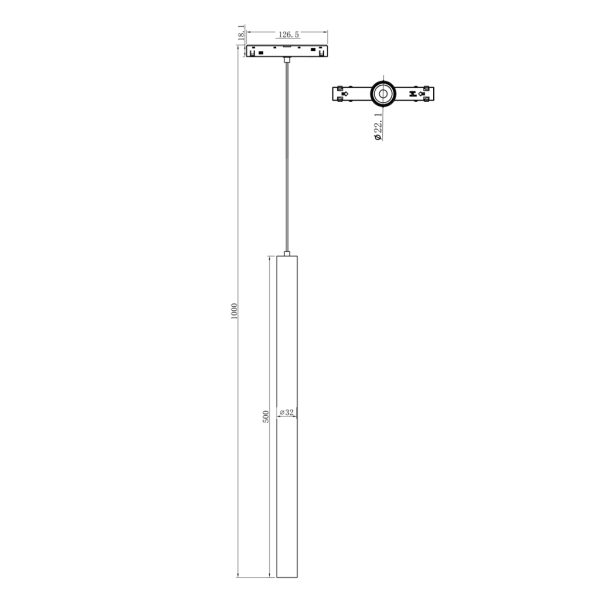 Κρεμαστό Flexa 9 Μαύρο7W 3000K 36° 48V CRI>90 Μαύρο(2 Groups) h50*d3cm,Καλώδιο1.5m,OsramChip,3 Έτη - Image 3