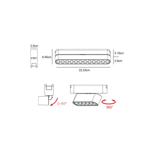 Κινητό Γραμμικό Φωτιστικό Varrio 8 Μαύρο12W CCT3 3000-4000-5000K Wifi36°CRI>90 l22.23d2.5h6.45cm,40V - Image 3