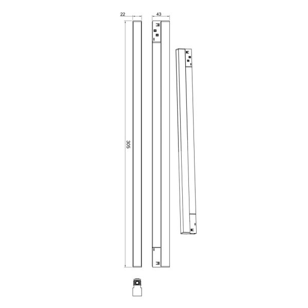 Linear Fitting Flexa1 Black 10W CCT3 2700-3000K-4000K,Wifi,120°,CRI>90,2 Groups,l30.5d2.2h4.3cm48V - Image 2