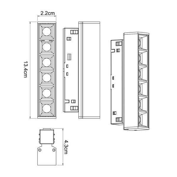 Γραμμικό Φωτιστικό Flexa2 Μαύρο 6W,CCT3 2700-3000-4000Κ,Wifi,24°,CRI>90(2 Groups)l13.4d2.2h4.3cm,48V - Image 4