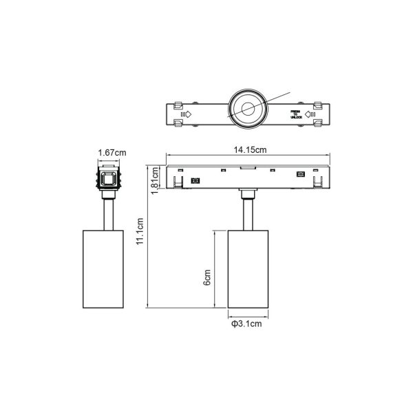 Κινητό Φωτιστικό Flexa 5 Μαύρο 6W CCT3 2700K-3000Κ-4000Κ,Wifi,24° CRI>90(2 Groups) h6*d3.1cm,48VDC - Image 2