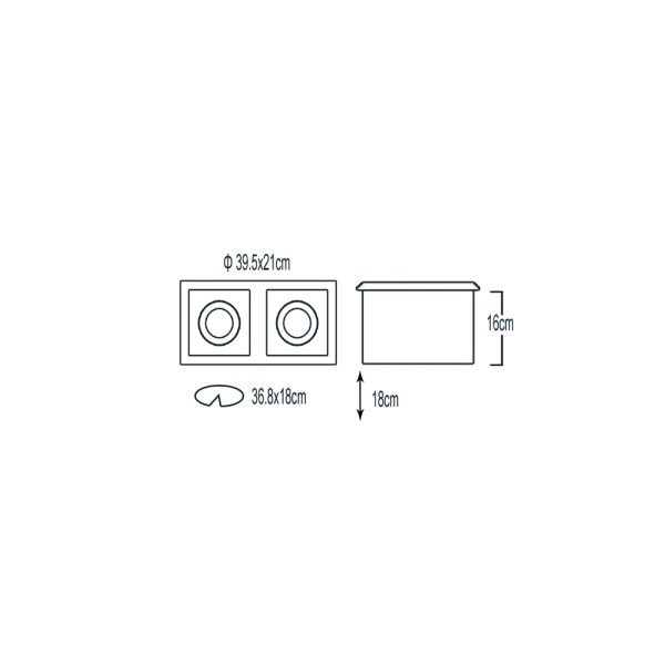 Φωτιστικό χωνευτό HQI 2x150W Ασημί XF-002 AB - Image 2