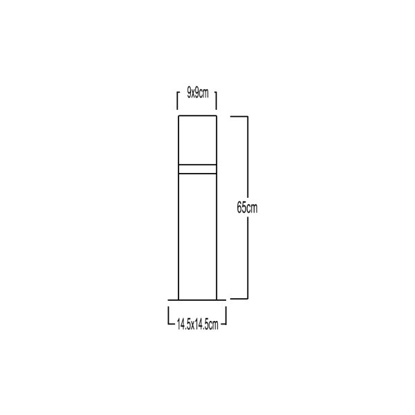 Bollard Alfa E27 Max18W IP44 Dark Grey h65w9d9cm Class I - Image 2