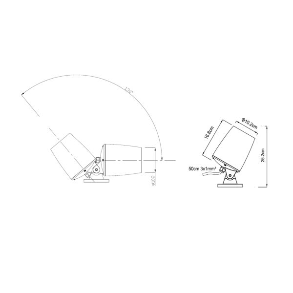 Adjustable Projector Nestor Led 25W 4000K Dark Grey IP65 36° with cable 100cm H05RN-F 3x1mm2 100-240V, antiglare screen - Image 7