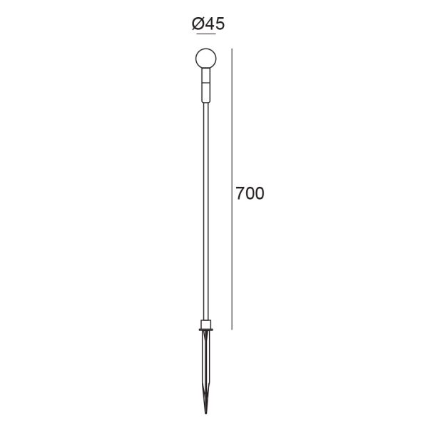 Light Fitting Creed-Ball Led 1.5W 3000K Corten IP65  h70d4.5cm 24VDC With Cable 2m 2*0.3mm2 PVC - Image 3
