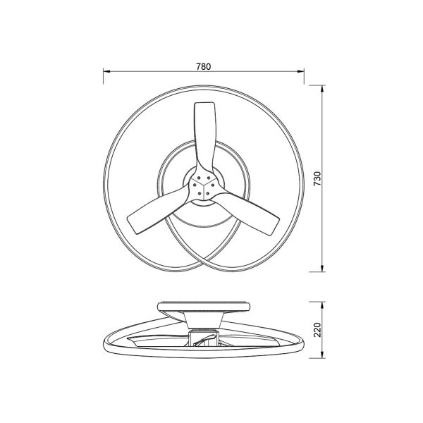 Ανεμιστήρας Oροφής Ocean Με φωτισμό Led  60W(Motor30W)Λευκό-Ξύλο,2700-4000-5000K,d78h22cm,230V(8235) - Image 4