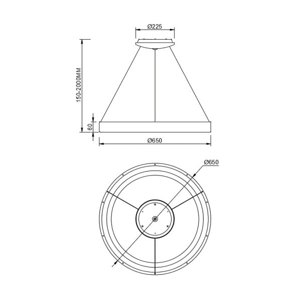 Κρεμαστό Φωτιστικό NisekoII,Led,Μαύρο,60W,2700-4000-5000K,d65h6cm,Dim με Τηλεχειρισμό,5Έτη Εγγ(8571) - Image 5