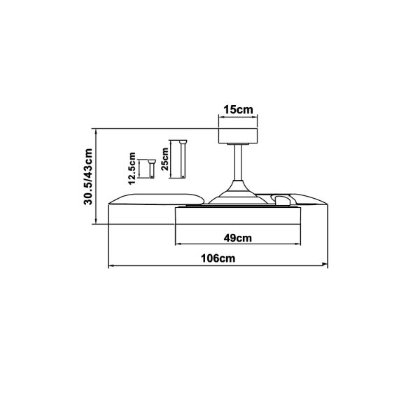 Ανεμιστήρας Οροφής Niseko Με Φωτισμό Led 50W (Motor 30W) Χρυσό-Μαύρο 2700-4000-5000K,d106h42cm(9091) - Image 3