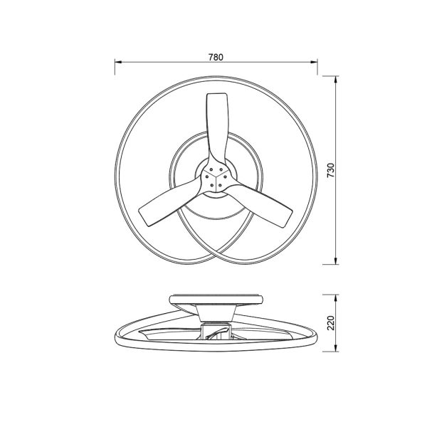 Ανεμιστήρας Οροφής Ocean Με Φωτισμό Led 60W (Motor 30W) Μαύρο-Ξύλο,2700-4000-5000K,d78h22cm(8236) - Image 5