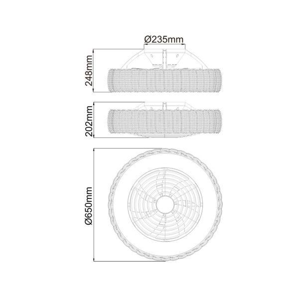 Ανεμιστήρας Οροφής Kilimanjaro Με Φωτισμό Led 70W(Motor 35W) Ραττάν,2700-4000-5000K,d65h25cm(7811) - Image 4