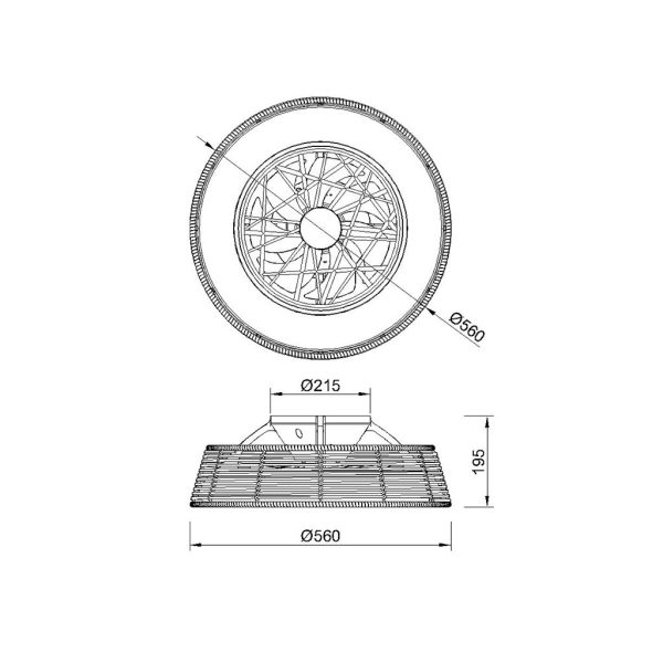 Ανεμιστήρας Οροφής IndonesiaMini Με Φωτισμό Led55W(Motor25W) Ραττάν,2700-4000-5000K,d56h19.5cm(8225) - Image 5