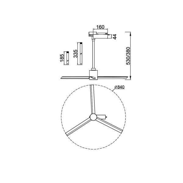 Ανεμιστήρας Οροφής Τριφασικής Ράγας Monkey Fan 12W Λευκό,d84h38/53cm(8926) - Image 5