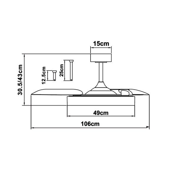 Ανεμιστήρας Οροφής Niseko Με Φωτισμό Led 50W Motor 30W Μαύρο,2700-4000-5000K,d106h42cm(9063) - Image 4