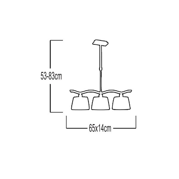 Κρεμαστό Φωτιστικό Ράγα RETRO 3xE14 με Καπέλα Εμπριμέ  (l.66-h.83cm) - Image 2
