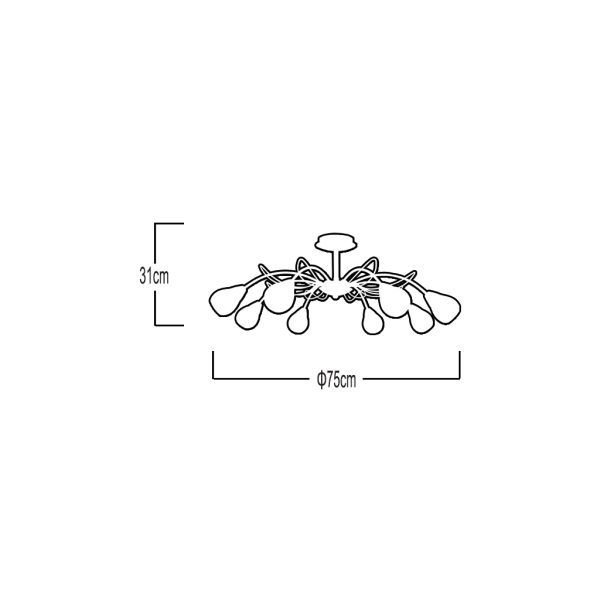 Pendant Fitting FLOWER 8xG9 Chrome with Opal Glass (d.75-h.31cm) - Image 2
