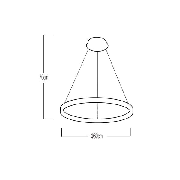 Κρεμαστό φωτιστικό ORING Μαύρο LED 30W 3000K Φ60cm - Image 2