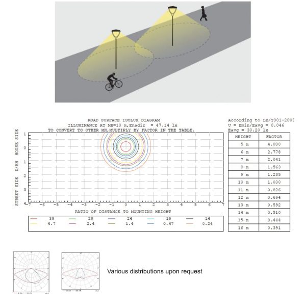 Pole Top Led Evo Band 60W 4000K IP65 Dark Grey Ral7016 ≥10KV St316 Screws 100-240VAC d50cm - Image 7