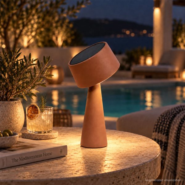 Επιτραπέζιο Ηλιακό Φωτιστικό Solario 3W IP44 Terracotta 3000K 2000mAh h26.2d12.5cm Dim 1m USB-C - Image 4