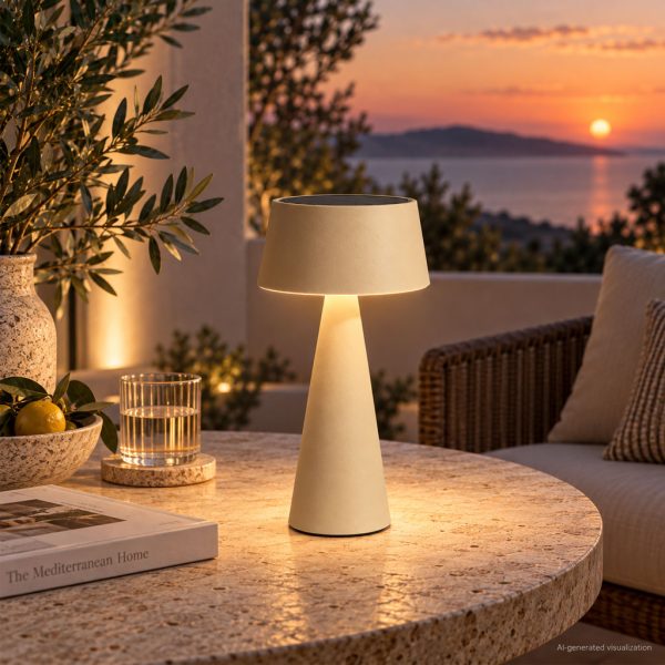 Rechargeable Solar Table Light Solario 3W IP44 Sand 3000K 2000mAh h26.2d12.5cm Dim 1m USB-C Metal - Image 4