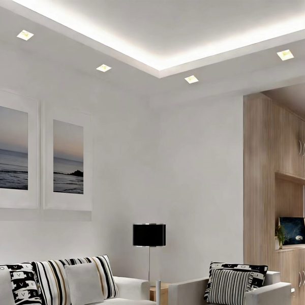 Χωνευτό Φωτιστικό Plaster 3 Τετράγωνο Λευκό Gu10 Max 35W d12w12h5.2cm Κοπή 12.2x12.2cmΓύψινο - Image 4