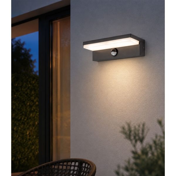 Επίτοιχo Φωτιστικό Primo Sensor Led 9W 2CCT 3000-4000K Ανθρακί IP54 l21d8h6.3cm 230V Class I - Image 4