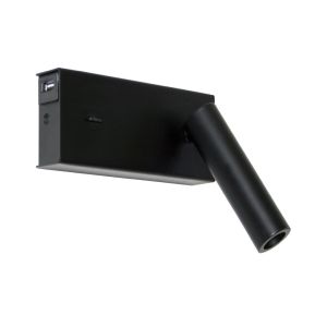 Επίτοιχο Φωτιστικό Tekio 3W 3000K 25° Μαύρο(Sandy)CRI90 Με Usb 10W & Διακόπτη h16.5w6.5d3cm 230V