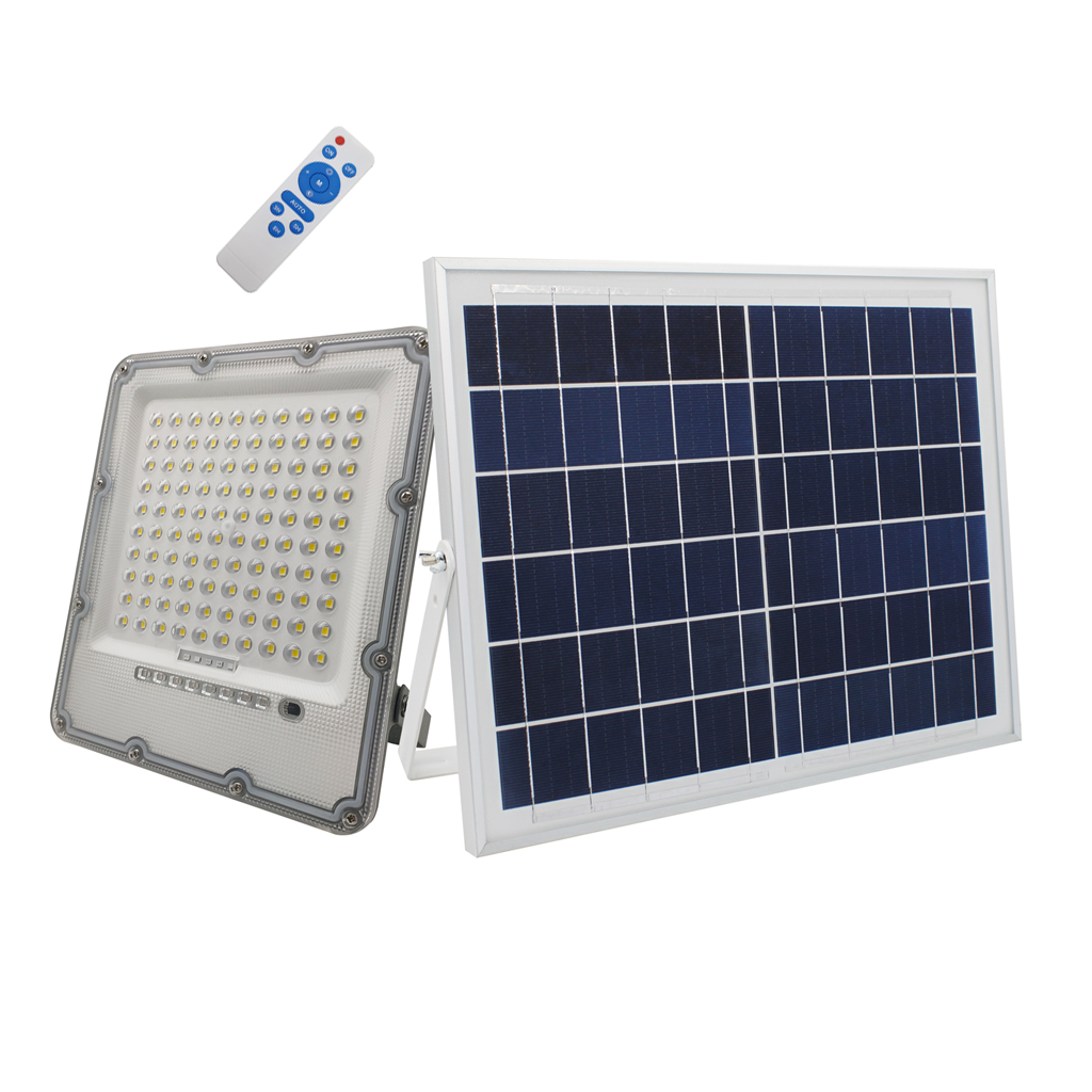 Solar floodlight Dark Grey Led Band 50W 6000K 5m Cable 12W Panel 9AhBattery 2300lmh24.5d20.4d4.2cm